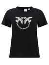 Pinko Love Birds-embellished Cotton T-shirt In Blue