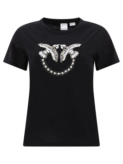 Pinko Love Birds-embellished Cotton T-shirt In Blue