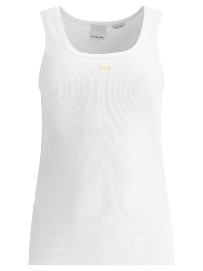 Pinko Stretch Cotton Tank Top With Logo In White