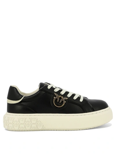 Pinko Love Birds-plaque Sneakers In Black