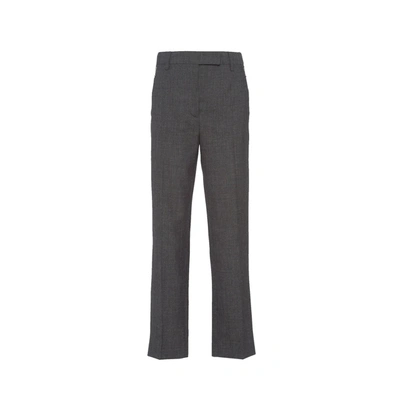 Prada Wool Pants In Slate Gray