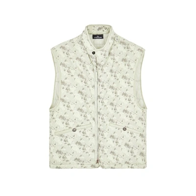 Stone Island Printed Brushed Gilet In Green