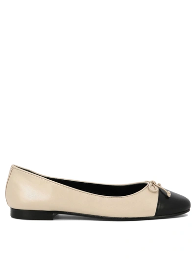 Tory Burch Claire Cap-toe Leather Medallion Ballerina Flats In Mixed Colours