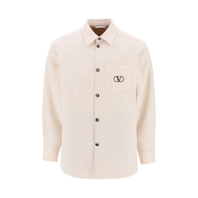 Valentino Vlogo 刺绣衬衫式夹克 In Beige