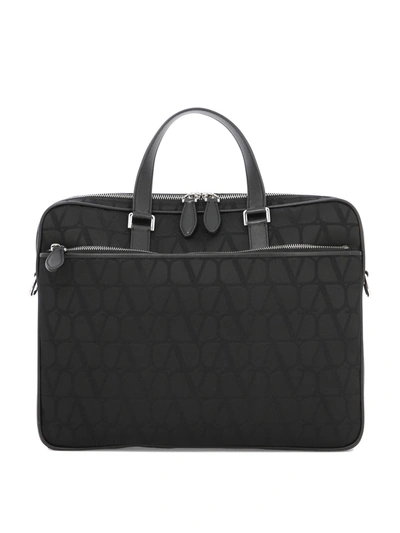 Valentino Garavani Work Bag In Toile Iconographe Technical Fabric In Black