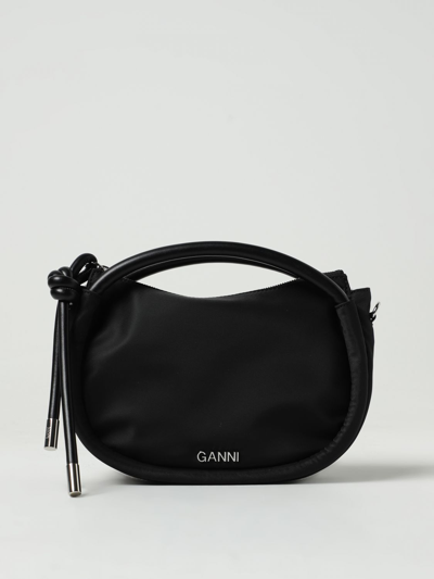 Ganni Mini Knot Recycled Tech Top Handle Bag In Black
