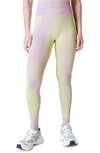 Sweaty Betty Leggings With Embroidered Stripes And Ribbed Texture In Prism Purple