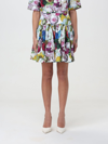 Dolce & Gabbana Mini Multicolor Skirt With All-over Floreal Print In Cotton Woman In Multicolor