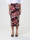 Dolce & Gabbana Cady Calf-length Skirt With Peony Print In Pink