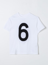 Mm6 Maison Margiela White T-shirt For Kids With Number 6