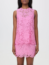 Dolce & Gabbana Pink Sleeveless Top In Branded Stretch Lace In Pink