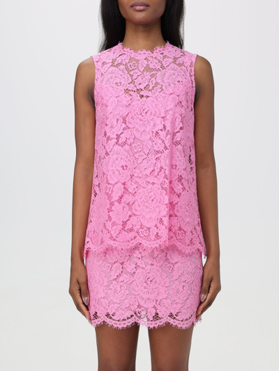 Dolce & Gabbana Corded Lace Top In Pink & Purple