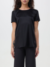 Max Mara Cortona Silk Satin T-shirt Top In Black