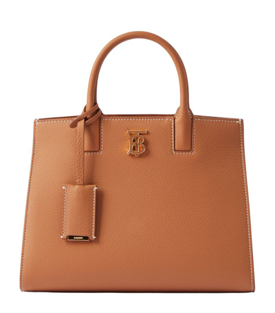Burberry Mini Leather Frances Tote Bag In Brown