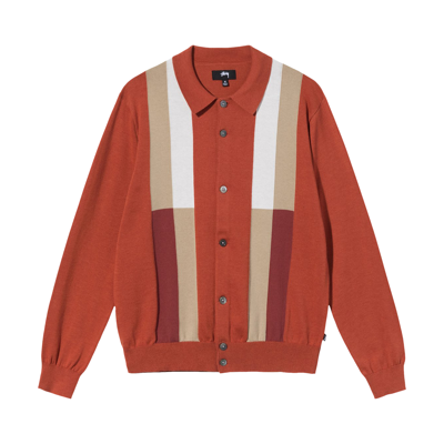 Pre-owned Stussy Color Block Sweater 'burnt Orange'