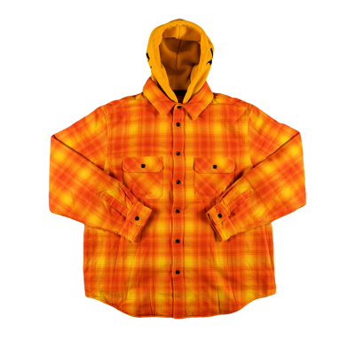 Pre-owned Supreme Hooded Flannel Zip Up Shirt 'orange'
