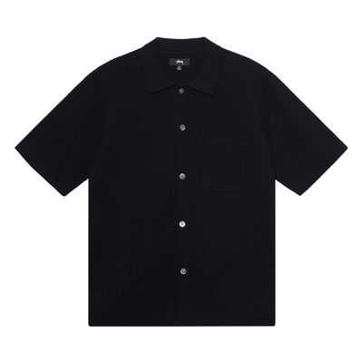 Pre-owned Stussy Perforated Swirl Knit Shirt 'black'