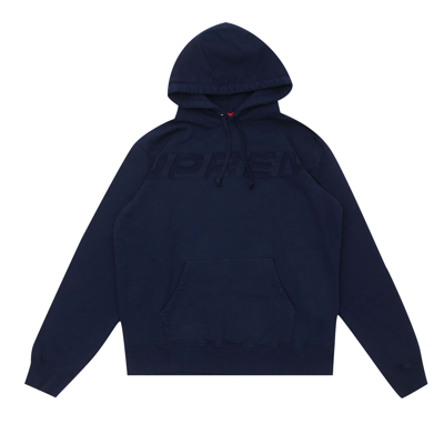 Pre-owned Supreme Set In Logo Hooded Sweatshirt 'navy' In Blue