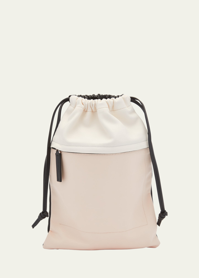 Plan C Drawstring Canvas Top-handle Bag In Z3125 White Butte