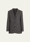 Theory Plaid Elbow Patch Recycled Wool Blend Jacket In Charcl Mlt