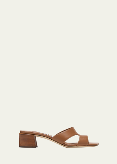 Jimmy Choo Ellison 45mm Leather Mules In Cuoio