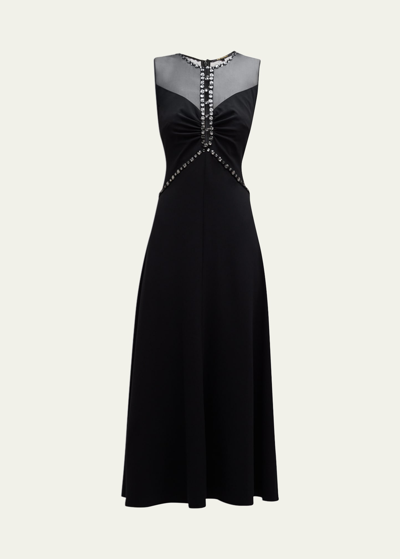 Kobi Halperin Everly Embellished Illusion Dress In Black