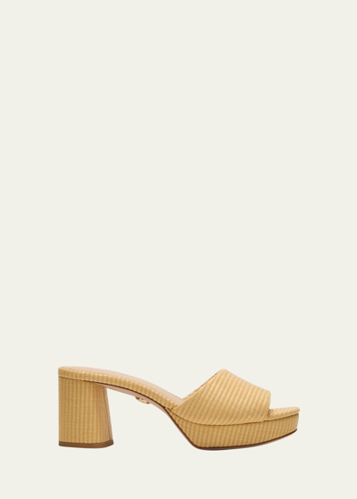 Veronica Beard Dali Leather Platform Slide Sandals In Natural