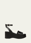 Vince Women's Phillipa Leather Platform Ankle Strap Sandals In Black Leather