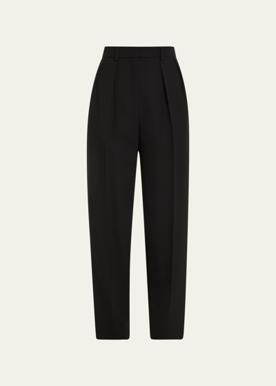 THE ROW CORBY PLEATED STRAIGHT-LEG WOOL PANTS