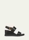 VINCE ROMA LEATHER WEDGE SLINGBACK SANDALS