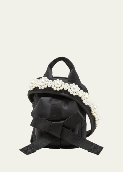 Simone Rocha Bow-detail Crossbody Bag In Black Pearl