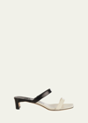 Jimmy Choo Kyda Bicolor Dual-band Slide Sandals In Latteblack