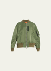 Sacai Zip-up Nylon Bomber Jacket In Khaki