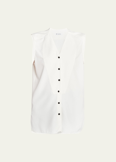 Loro Piana Caylee Silk Dyed Button-front Blouse In Ivory