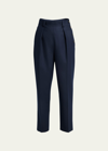 LORO PIANA ALBAN SIDE-BUTTON TAPERED WOOL CASHMERE PANTS