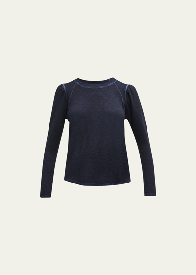 Veronica Beard Jeans Mason Long Sleeve Baseball Tee In Navy