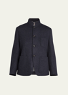 Loro Piana Mini Spagna Cashmere-blend Jacket In Bz80 Blue Navy/gr