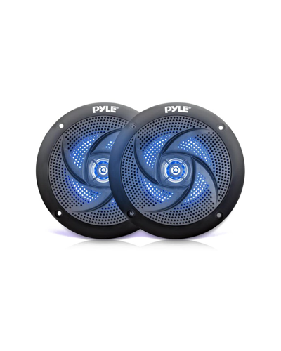 Pyle Waterproof Rated Marine Speakers With Built-in Led Lights In Black