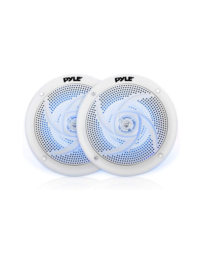 Pyle Waterproof Rated Marine Speakers With Built-in Led Lights In White