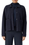 Eileen Fisher Women's Classic Collar Wool Boxy Jacket In Nocturn Blue