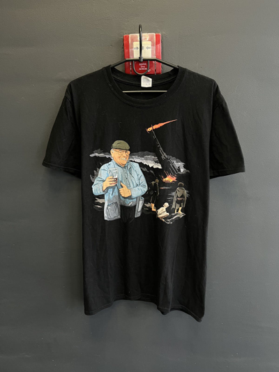Pre-owned Movie X Vintage Fred Dibnah Versus Sauron The Lord Of The Rings Tee In Black