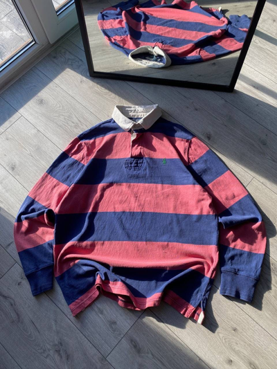 Pre-owned Polo Ralph Lauren X Vintage Polo Ralph Laurent Striped Rugby Shirt L