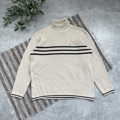 Pre-owned If Six Was Nine X Vintage 90's Ysl Turtleneck Yvses Saint Laurent Sweater Old Money (size Large) In Multicolor