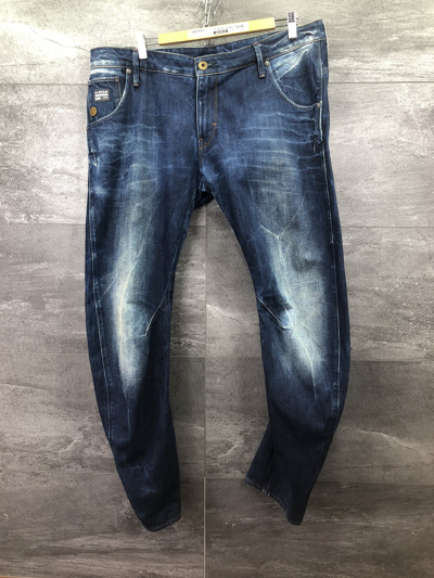 Pre-owned G Star Raw X Gstar G Star Raw Arc 3d Slim Denim Jeans Pants Distressed Size 38 In Blue