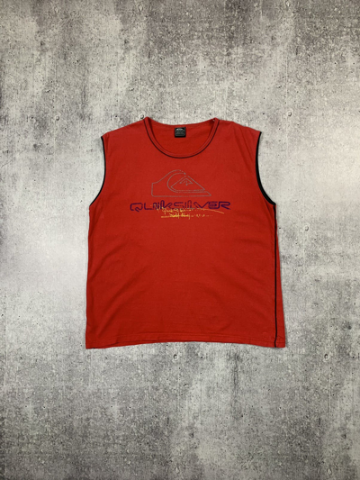 Pre-owned Quiksilver X Surf Style Vtg Quiksilver Tanktop Made In Usa Sleeveless 90's In Red