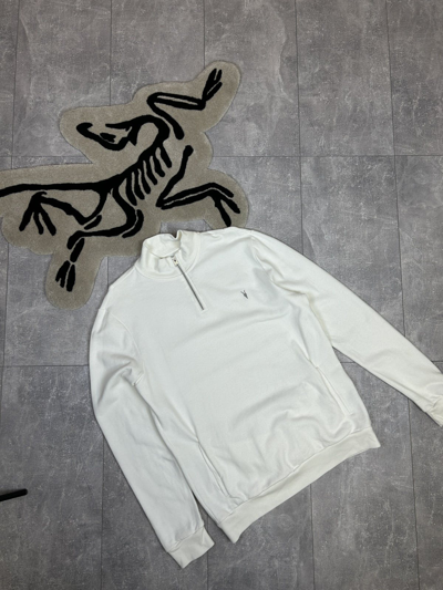 Pre-owned Allsaints Mens  1/3 Zip Sweatshirt Luxury In White