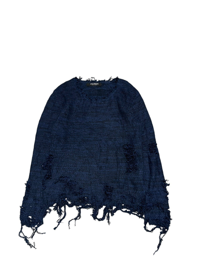 Pre-owned Comme Des Garcons X Junya Watanabe Comme Des Garcons Distressed Grunge Sweater In Dark Blue