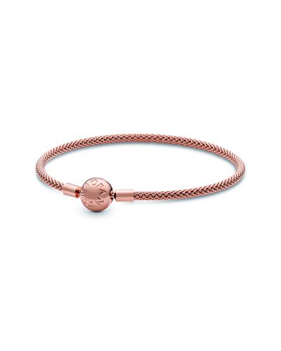 Pandora Moments 14k Rose Gold Plated Mesh Bracelet In Pink/rose Gold Tone/gold Tone