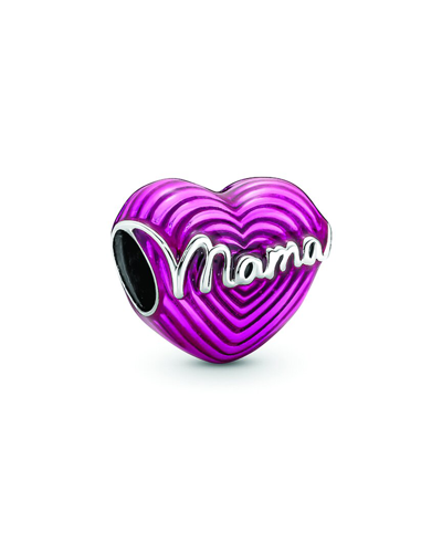 Pandora Moments Silver Heart Mama Charm In Purple