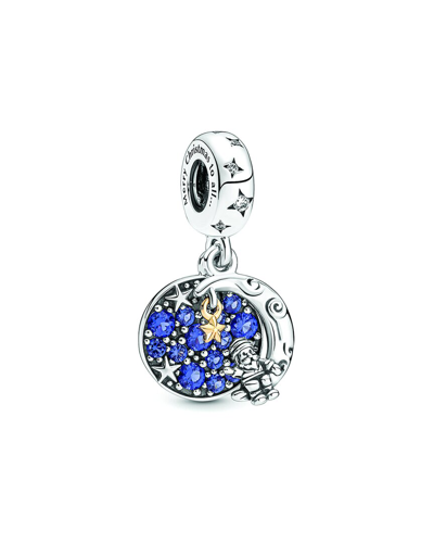 Pandora Moments 14k Plated & Silver Santa On Moon Charm